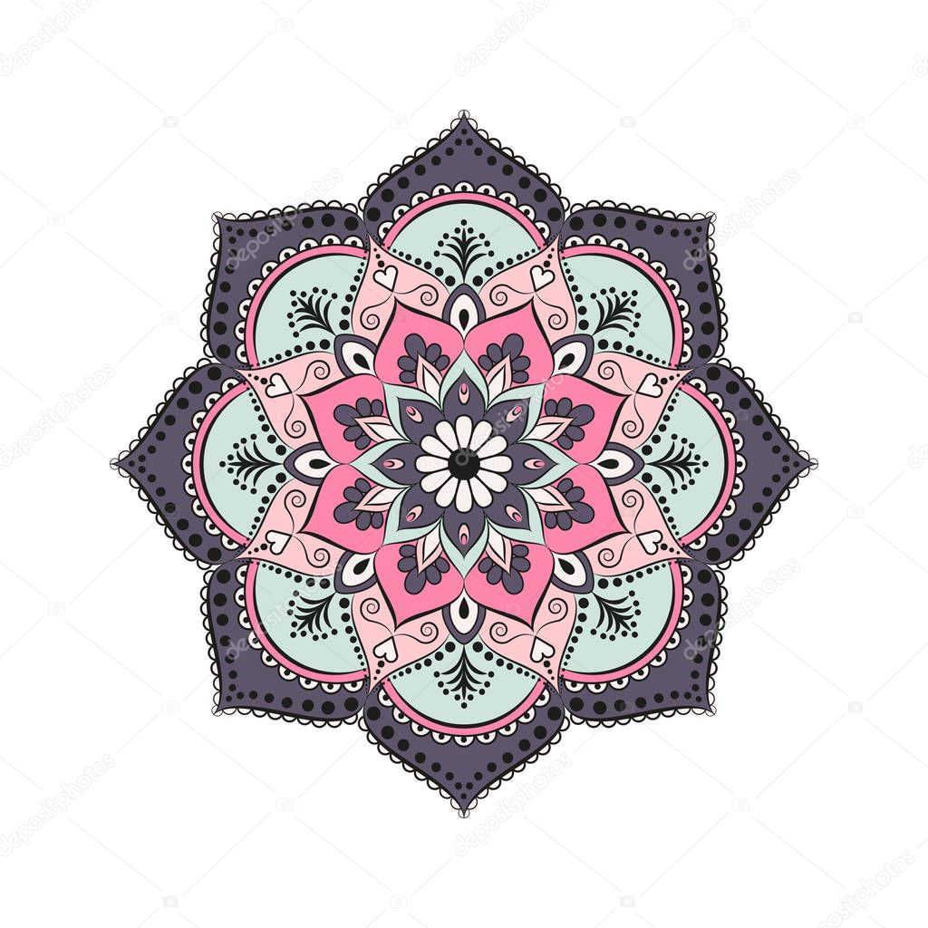 Flower Mandala. Vintage decorative elements. Oriental pattern, v