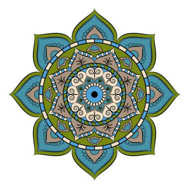 Çiçek Mandala. Oryantal desen vektör çizim. Islam, Ar