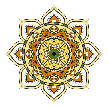 Çiçek Mandala. Oryantal desen vektör çizim. Islam, Ar
