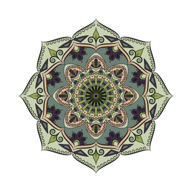 Çiçek Mandala. Oryantal desen vektör çizim. Islam, Ar
