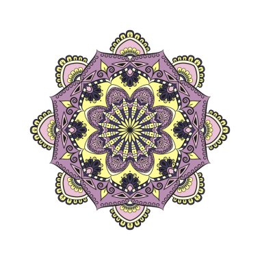 Çiçek Mandala. Oryantal desen vektör çizim. Islam, Ar