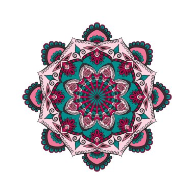 Çiçek Mandala. Oryantal desen vektör çizim. Islam, Ar
