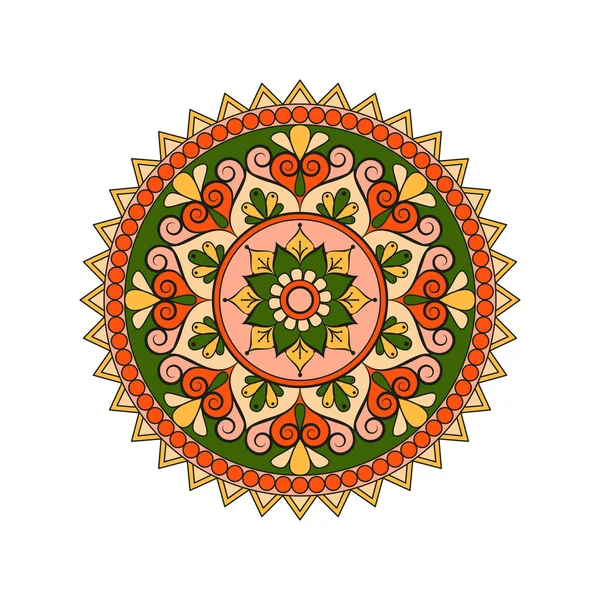 花曼荼羅。東洋のパターン、ベクトル図です。イスラム教、Ar — ストックベクタ