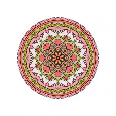 Mandala. Yuvarlak süs çiçek desenli. Dekoratif unsur. Orie