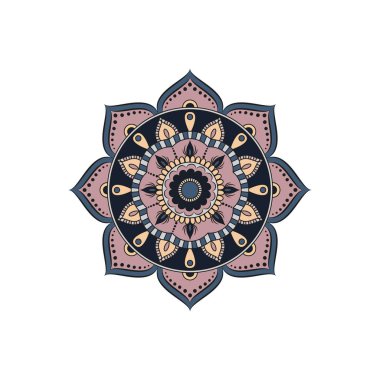 Mandala. Yuvarlak süs çiçek desenli. Dekoratif unsur. Orie