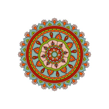 Mandala. Yuvarlak süs çiçek desenli. Dekoratif unsur. Orie