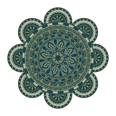 Mandala. Yuvarlak süs çiçek desenli. Dekoratif unsur. Orie