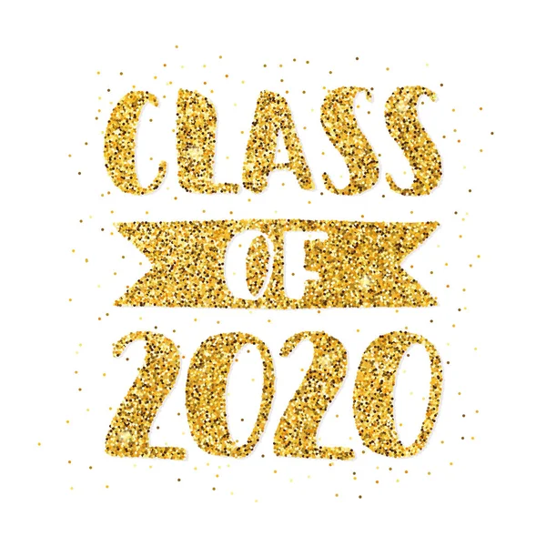 Class of 2020. Hand drawn brush lettering Graduation logo. Template for graduation design, party. Gold — Stock Vector