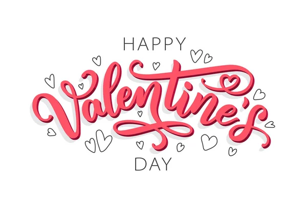 Šťastný Valentines den ručně tažené text blahopřání. Vektorové ilustrace. — Stockový vektor