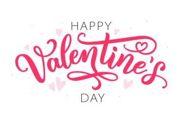 Mutlu sevgililer günü el metin tebrik kartı çekilmiş. Vektör çizim.