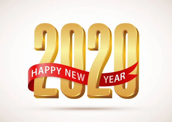 Číslo 2020 Šťastný nový rok. 3D efekt. Veselé Vánoce. Vektorová ilustrace — Stockový vektor