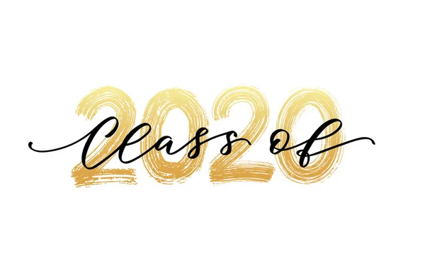 2020 sınıfı. Modern hat sanatı. El çizimi fırça harfli logo. Mezuniyet tasarım yıllığı. Vektör illüstrasyonu.