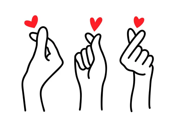 Korean heart sign. Finger love symbol. Happy Valentines Day. I love you hand gesture. Vector illustration — 스톡 벡터