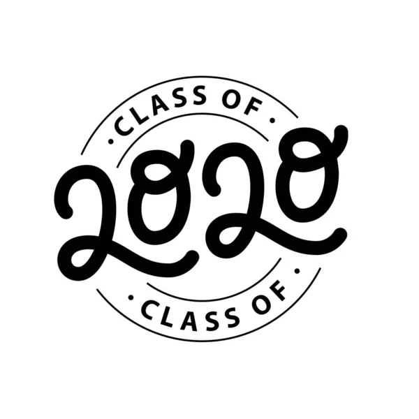2020 'de mezun ol. 2020 sınıfı. Logo damgası. Mezuniyet tasarım yıllığı. Vektör illüstrasyonu.