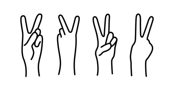 Békealáírás. Gonosz aláírás. Kézmozdulat A V jelképe a béke. Koreai ujj szimbólum a győzelem. Vektor — Stock Vector