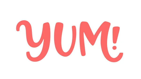 YUM doodle quote. Jen jedno slovo. Tisknutelná grafika. Navrhnout písmo pro tisk. Vektorový barevný kreslený styl. — Stockový vektor