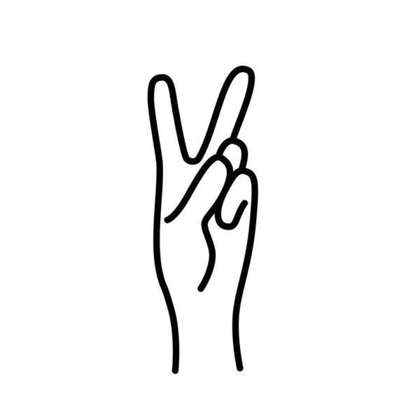 Békealáírás. Gonosz aláírás. Kézmozdulat A V jelképe a béke. Koreai ujj szimbólum a győzelem. Vektor — Stock Vector