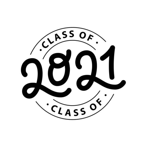 2021 'den mezun ol. 2021 sınıfı. Logo damgası. Mezuniyet tasarım yıllığı. Vektör illüstrasyonu.