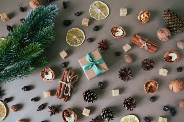 Tablo Üstten Görünüm Noel dekorasyon.