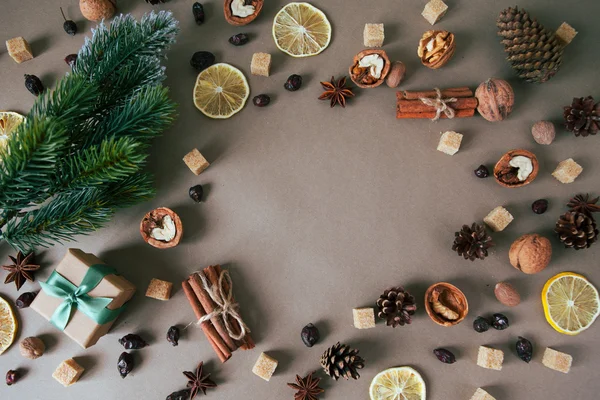 Tablo Üstten Görünüm Noel dekorasyon.