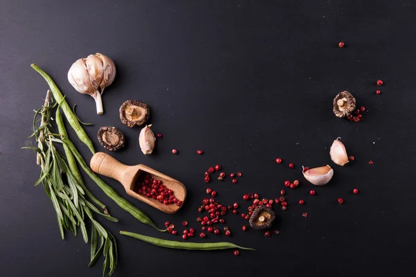 Gıda arka plan. Malzemeler görünümü top.