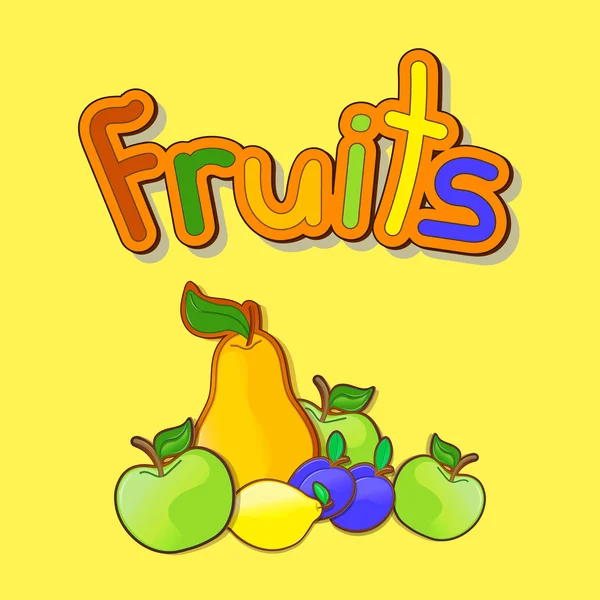Värikäs vektori kuva hedelmiä . — vektorikuva