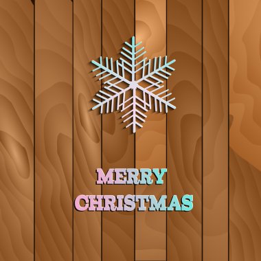 ahşap arka plan üzerinde beyaz kağıt Noel kar tanesi vektör. 