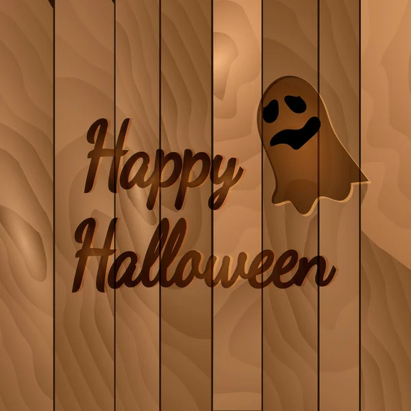 Halloween tema, fundo de madeira escura com fantasma . — Vetor de Stock