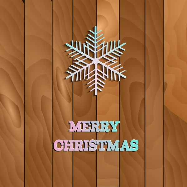 Vektor weißes Papier Weihnachten Schneeflocke auf einem Holzhintergrund. — Stockvektor