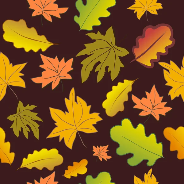 Na podzim. Javor a dubové listy. Vzor bezešvé. — Stockový vektor