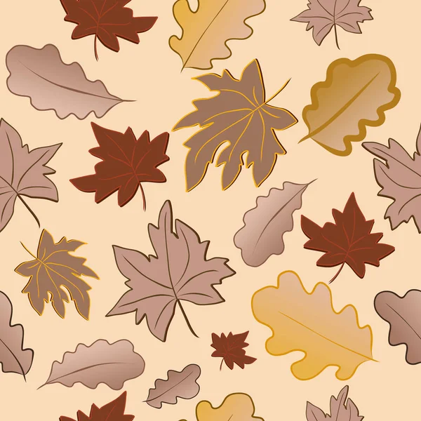 Herbst. Ahorn- und Eichenlaub. nahtloses Muster. — Stockvektor