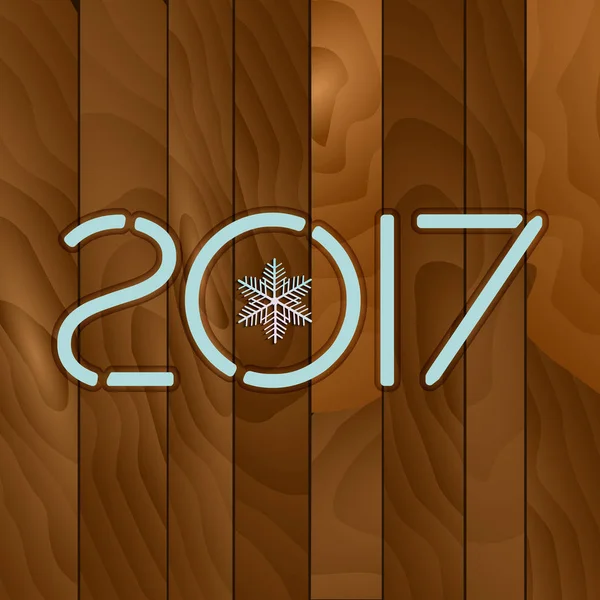 2017. Wood texture background. Wooden board with inscription 2017. — Stock Vector