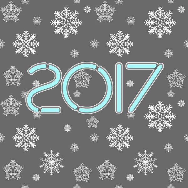 2017. Happy New Year. Seamless pattern. Snowflakes greeting card. — Stock Vector