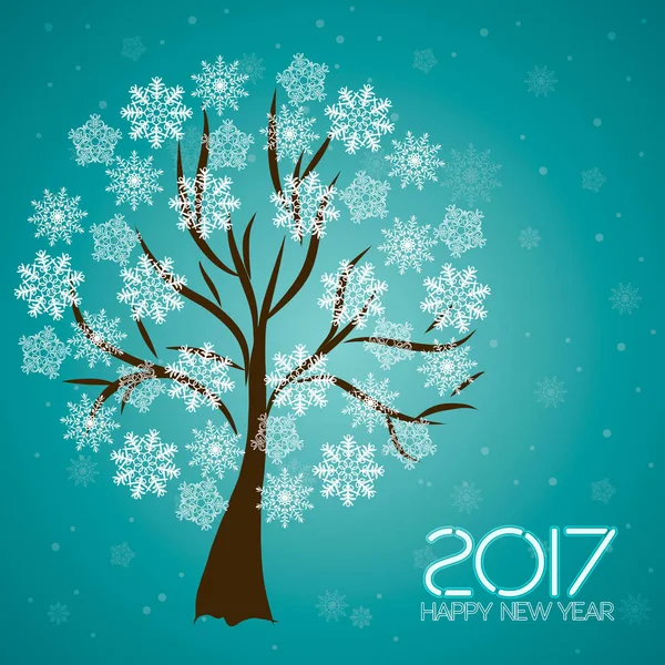 2017. Happy New Year. Trees with snowflakes. — Stock Vector