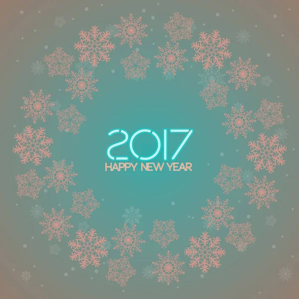 2017. Happy New Year. Snowflakes greeting card. — Stock Vector