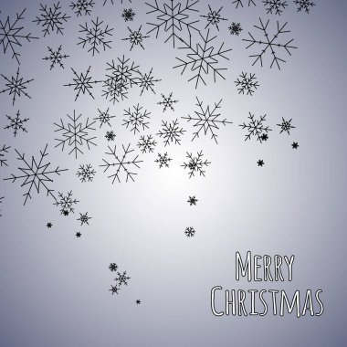 Neşeli Noel arka plan siyah kar taneleri ile.