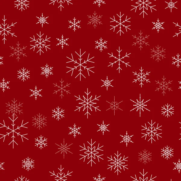 Christmas seamless pattern with snowflakes. Red background for C — Stock Vector