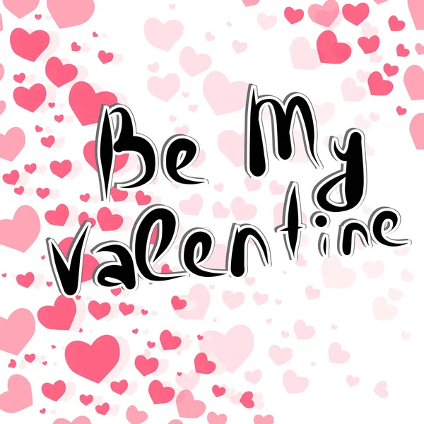 Letras de Handdrawing Be My Valentine — Vetor de Stock