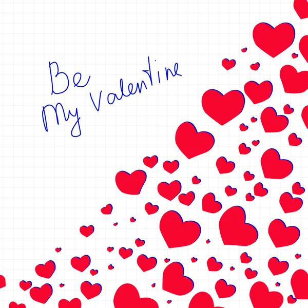 Lettering Be My Valentine com corações . — Vetor de Stock