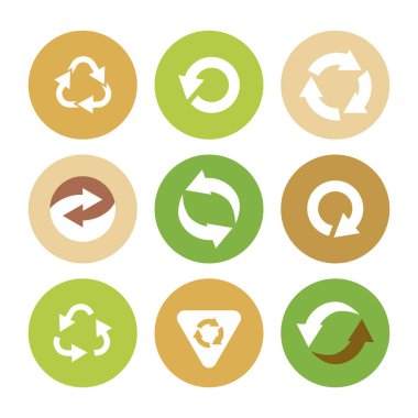 Vektör simgesi öğe geri dönüşüm ile seti.