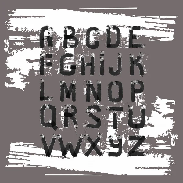 Grunge Alphabet. Hand drawn fuente . — Vector de stock