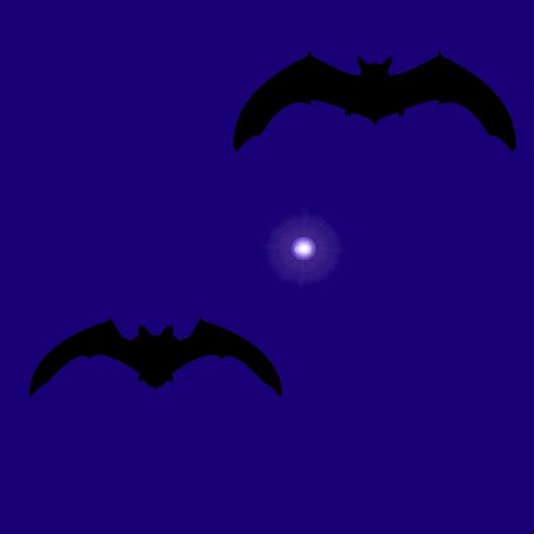 Ilustração vetorial de morcegos e estrelas no feriado halloween, estilo plano — Vetor de Stock