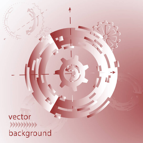 Абстрактная футуристическая векторная иллюстрация для фона с механическими передачами и колесами
