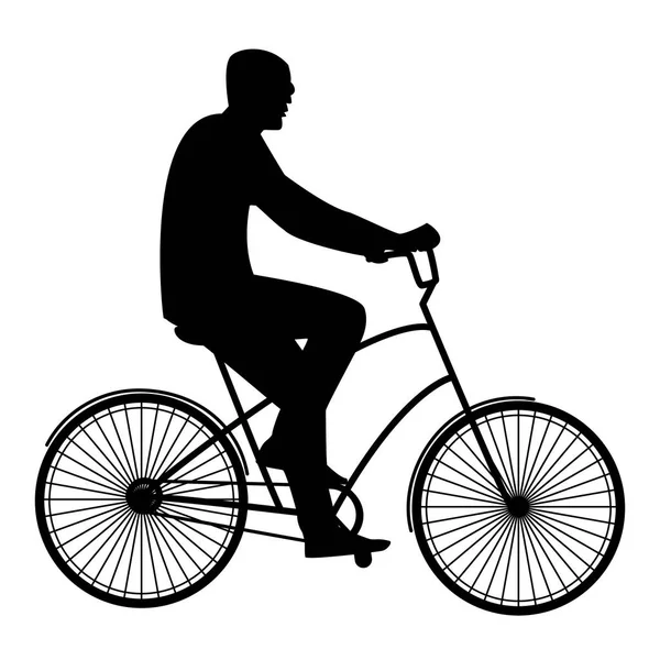 The man in black glasses riding a bike, flat style — Stock Vector
