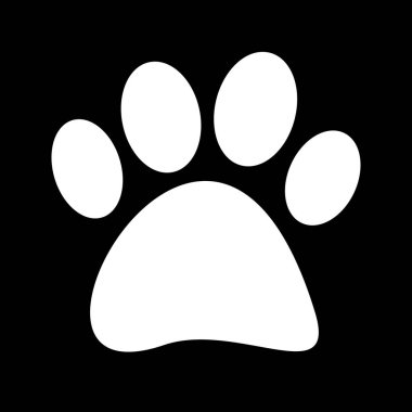 Siyah arka plan üzerine beyaz parmak izi tetradigitate vektör çizim paws