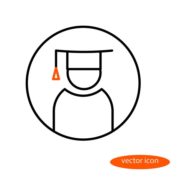Vektör Lineer görüntüsünü efendinin Cap, düz çizgi simgesini bir eğitim kurumu mezunu