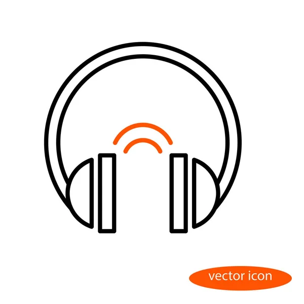Lineares Vektor-Bild von Kopfhörern und orangefarbenen Soundtelefonen, Flachzeilen-Symbol — Stockvektor