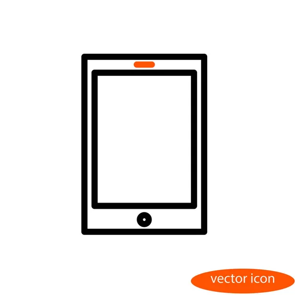 Ein einfaches lineares Vektorbild eines elektronischen Buches oder Tablets mit orangefarbenem Auge, Liniensymbol, flachem Stil — Stockvektor