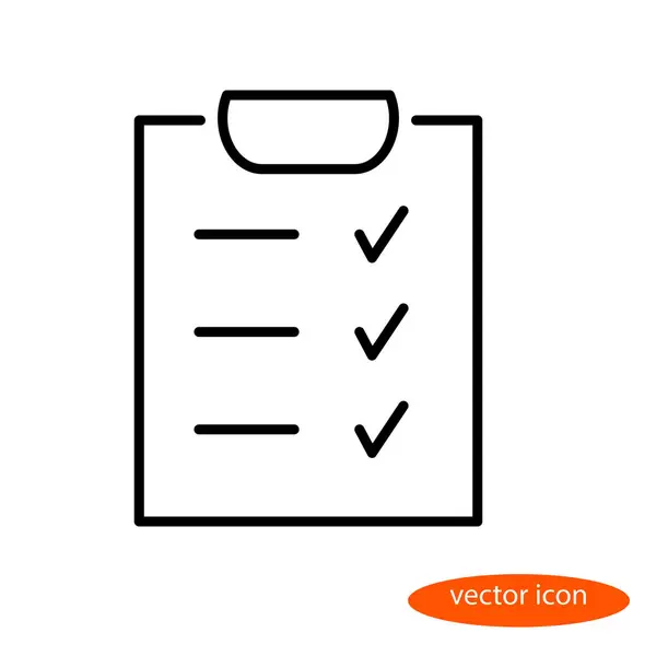 Ein einfaches lineares Vektor-Bild der Checkliste, ein flaches Liniensymbol für die Website — Stockvektor