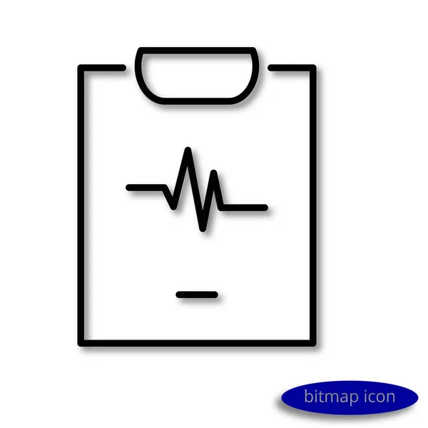 Enkel linjär avbildning av ett blad med medicinsk kardiogram, en platt linje-ikonen för en webbplats — Stockfoto
